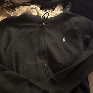 Polo by Ralph Lauren Black Full-Zip Hoodie with White Polo Pony